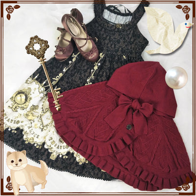 Sara Bell~Little Red Riding Hood~Sweet Lolita Thick Chirstmas Cloak free size burgundy 