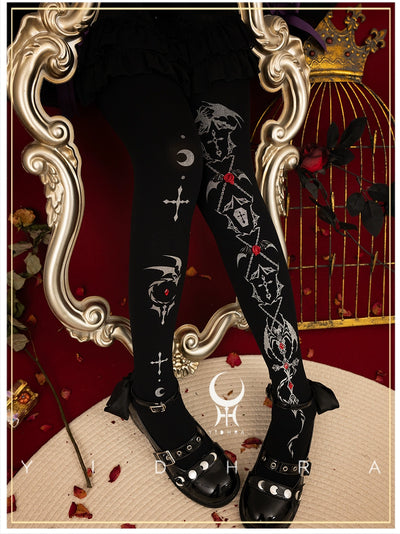 Yidhra~Dragon of Last Descent~Winter Lolita Pantyhose Goth Halloween Socks   