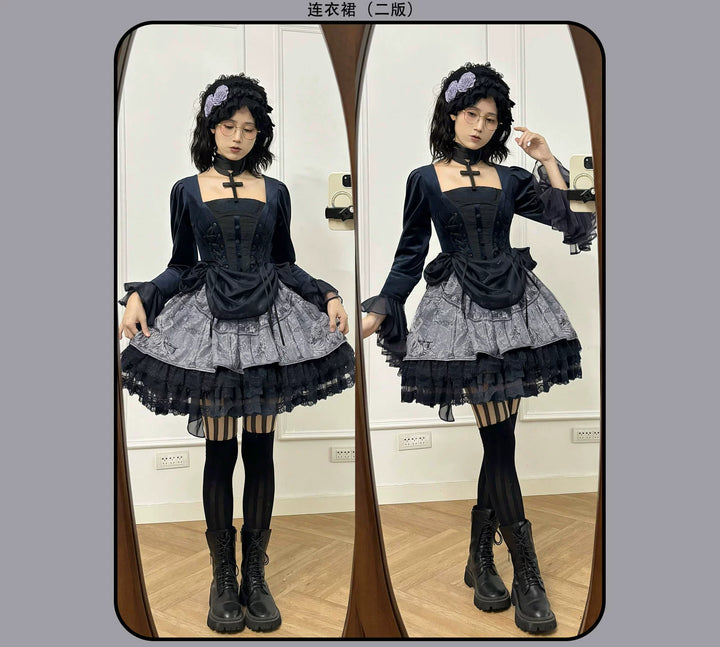 Susin Lolita~Star Disk~Gothic Lolita Dress Elegant OP Dress and Coat 40980:682780