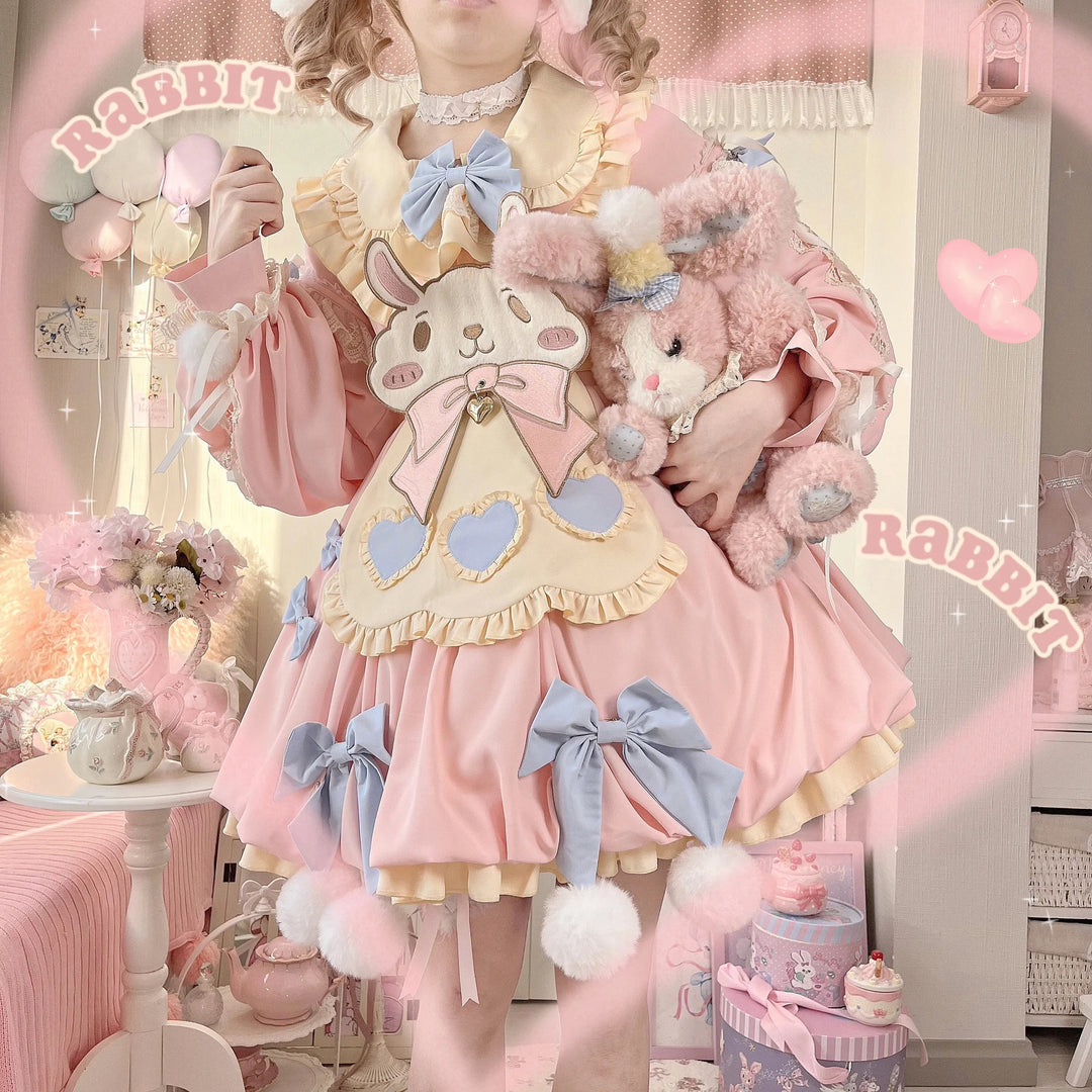 Cute Girl~Zero Card Rabbit~Kawaii Lolita OP Dress Long Sleeve Dress 34768:466252