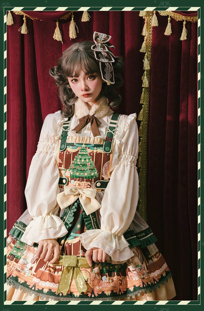 YingLuoFu~Christmas Tale~Christmas Sweet Lolita Salopette Daily Lolita Dress   