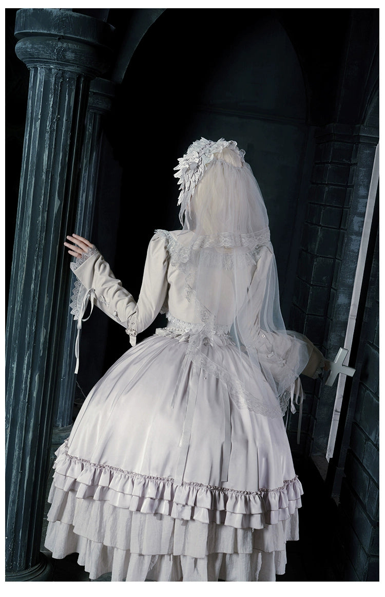 With PUJI - Letter and Poetry · Humanoid Robot - Silver Gothic Lolita Mermaid Skirt Set 43861:787652