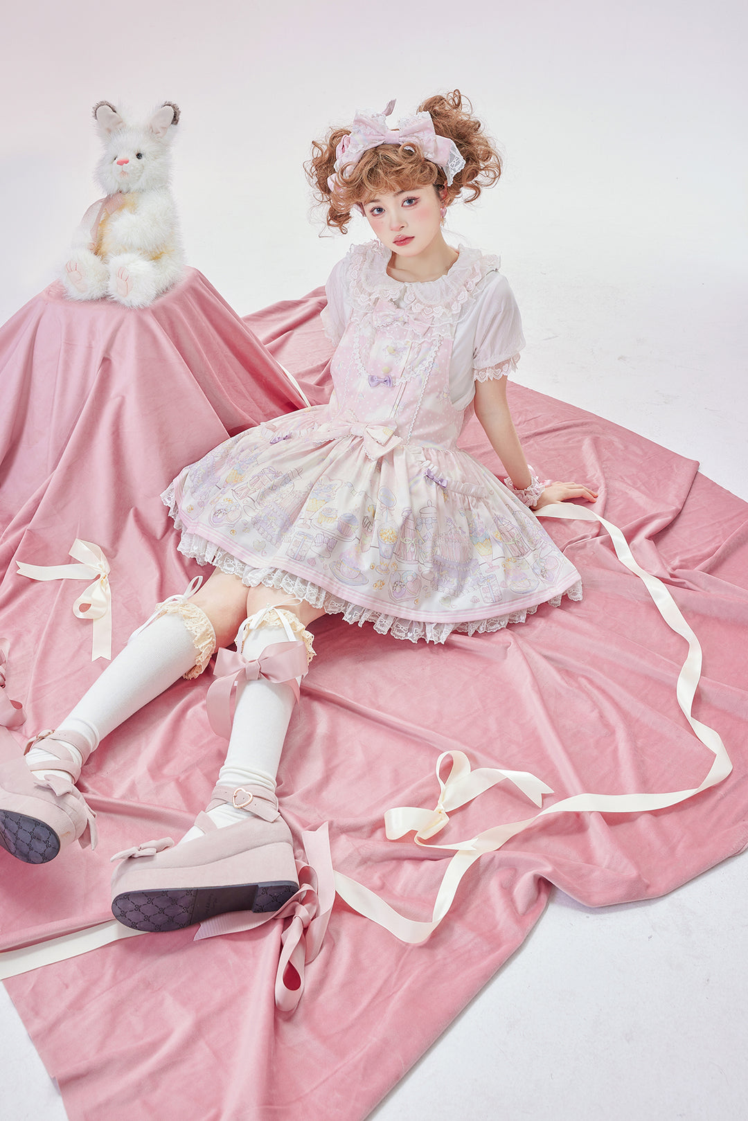 Vcastle~Unicorn Sugar Party~Kawaii Lolita Salopette Suit with Unicorn Hood 42110:726746