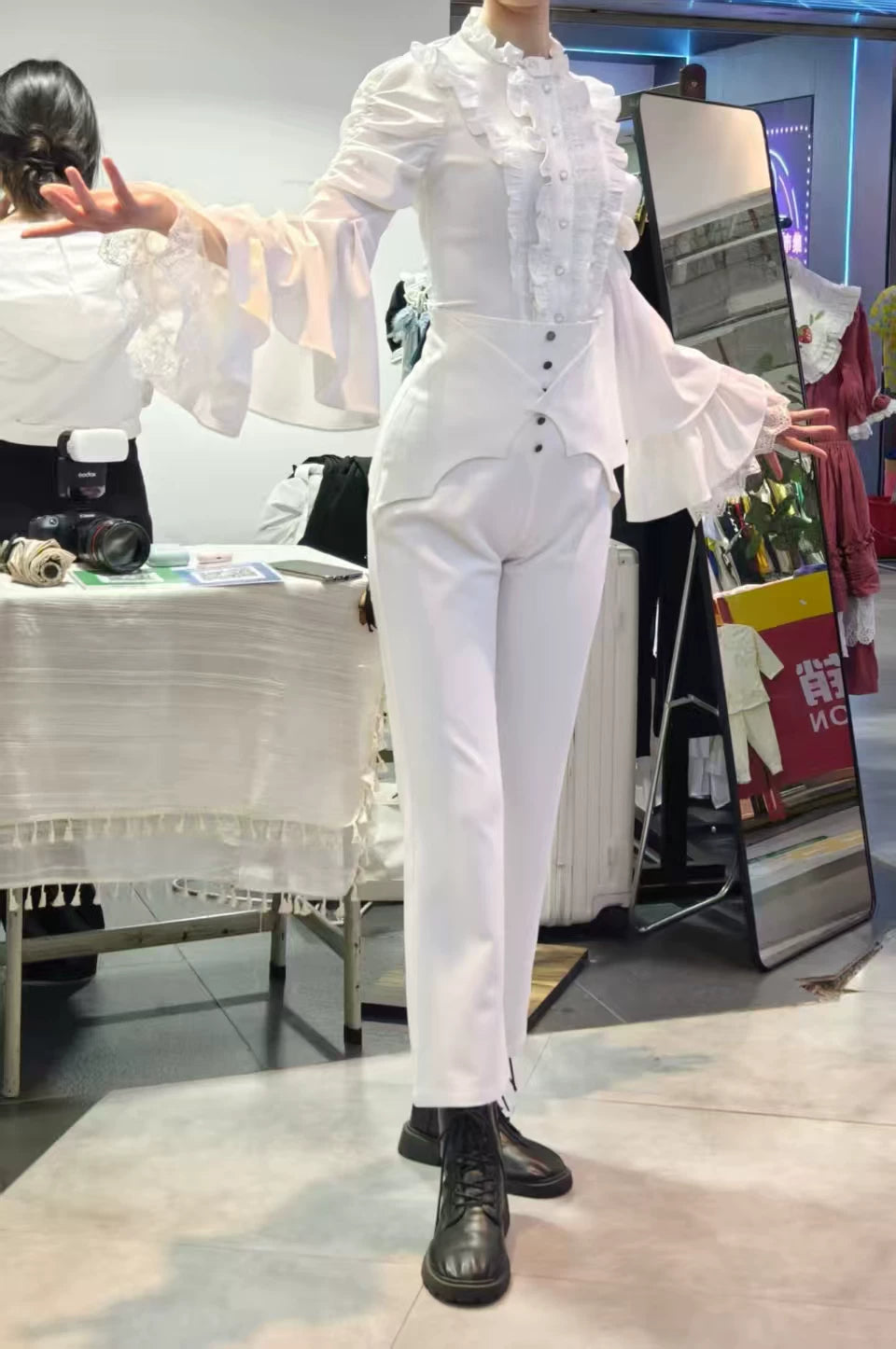 Earl of Drooping Wings - Ouji Lolita Flared Pants, Batwing Decoration 44550:812602