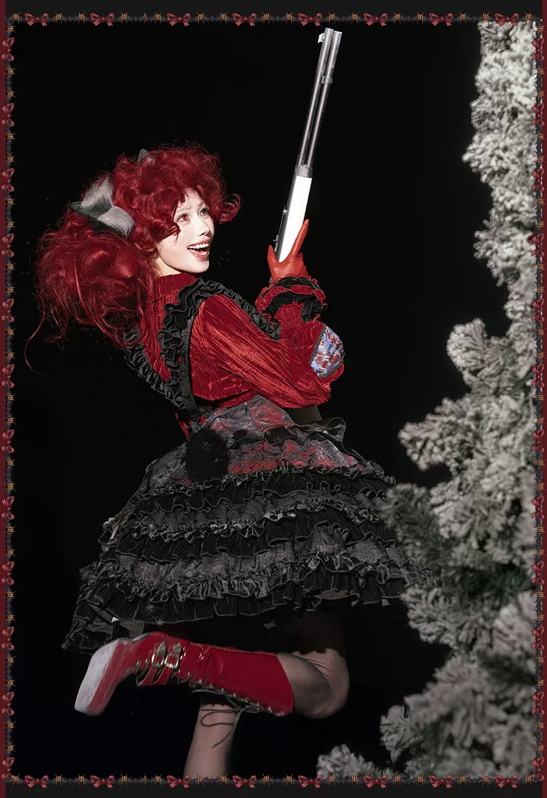 Werewolf Slayer - Gothic Lolita Shirt & Suspender SK Dress Set, Tiered Skirt 44541:811980