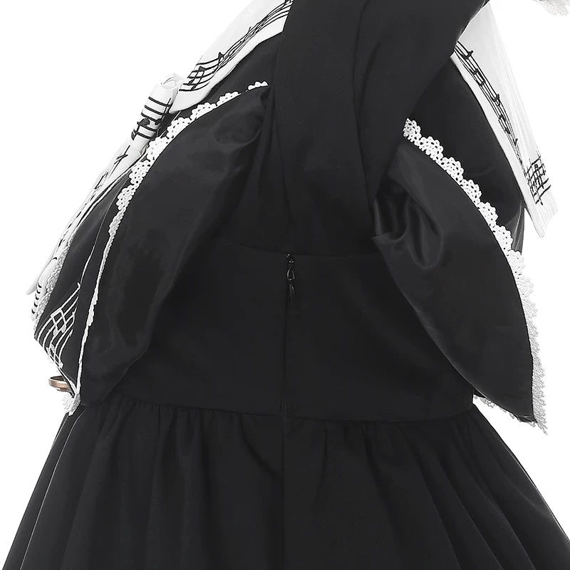 Piano Serenade - Old School Lolita Cape Layered Dress, Musical Note Embroidery 45785:862533