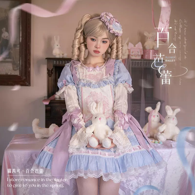 Mewroco~Flower Letter~Sweet Lolita OP Dress Doll Sense Embroidered Dress 29112:580668