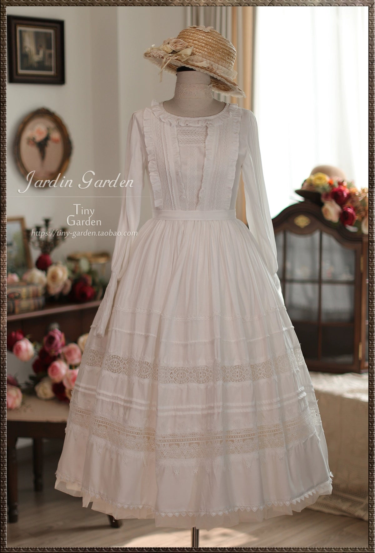 Tiny Garden~Spring Whispers~Elegant Lolita OP Dress French Style Long/Short Sleeve   