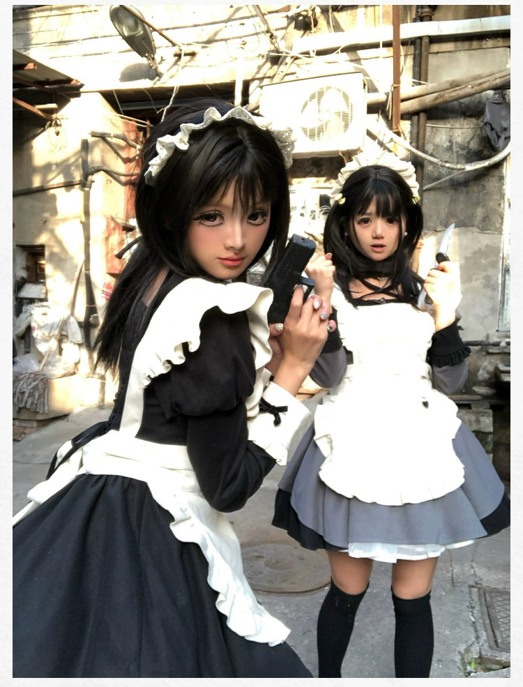 With PUJI - Suki - Maid Lolita OP Set, Detachable Apron, Juliet Sleeve
