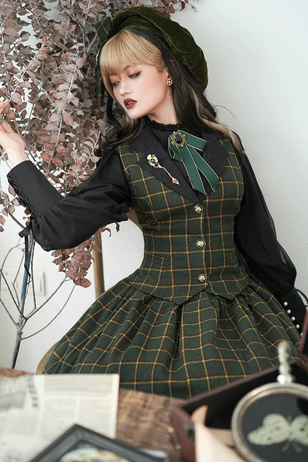 (BFM)Miss Point~Rose~Elegant Lolita Pliad Print Vest Customized 32510:385458