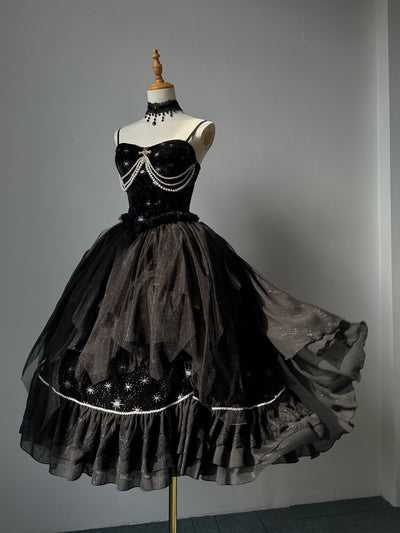 (Buyforme)ZJstory~ Atlantica Star Lolita Fishbone Corset Glamorous Mermaid Skirt XS black trailing only 