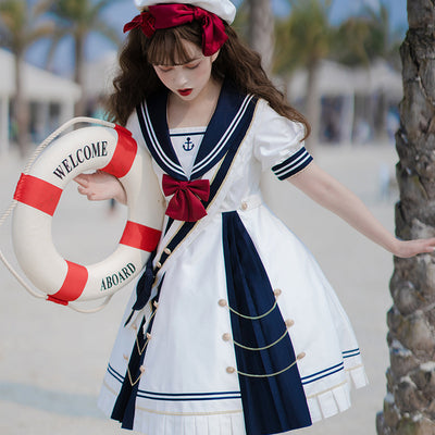 Cornfield Lolita~Sea Breeze~Sweet Lolita Navy Style Dress Op dark blue S 