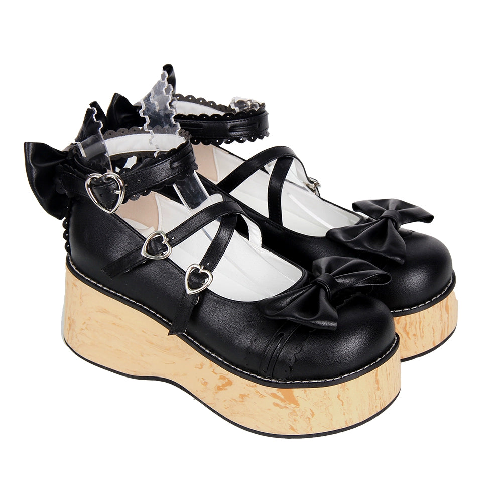 Angelic Imprint - Princess Lolita Platform Shoes, Wood Grain Sole (Black / 34 35 36 37 38 39 40 41 42 43 44 45 46 47) 42465:741028