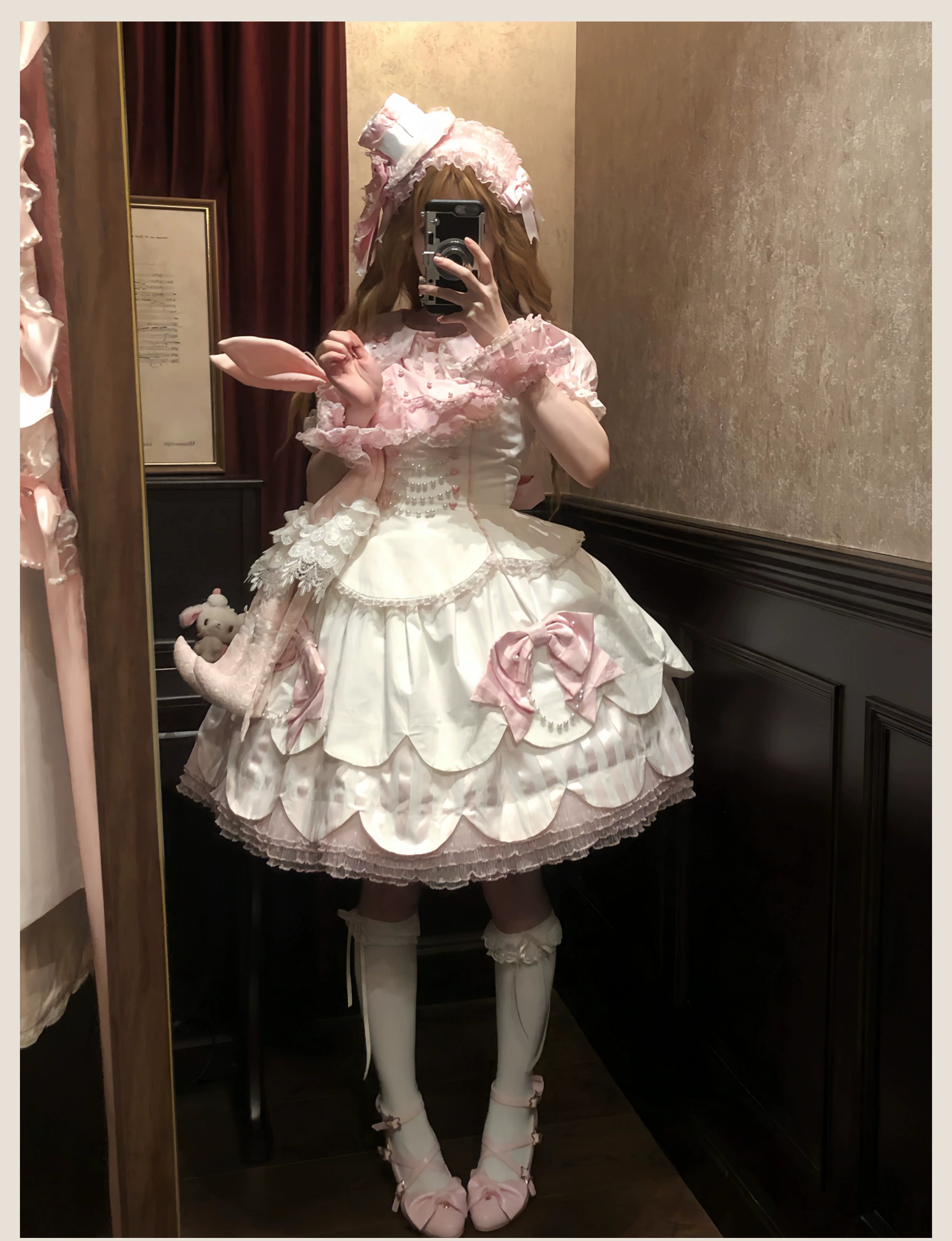 TaTaTa Lolita - Pearl Princess - Old School Lolita Jumper Dress Outfit, Petal Hem (L M S) 44056:793684