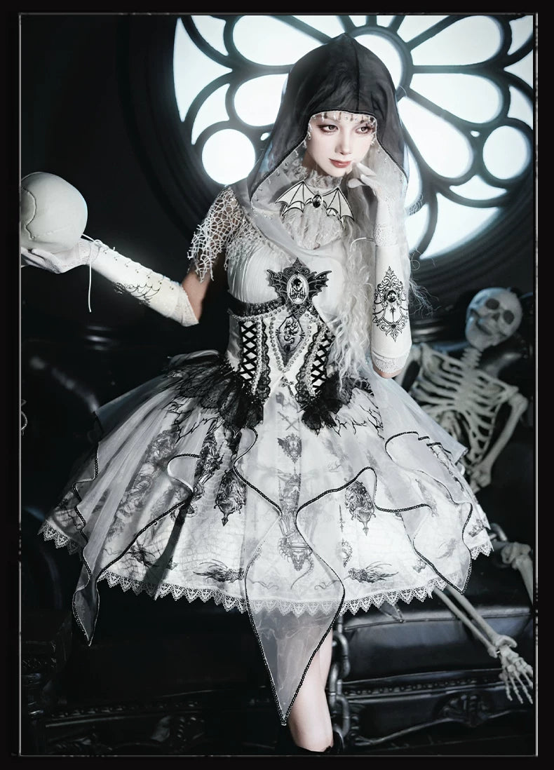 Bone Dragon - Gothic Lolita Corset JSK Dress Set with Embroidery (2XL L M S XL XS / Pre-order) 45654:856801