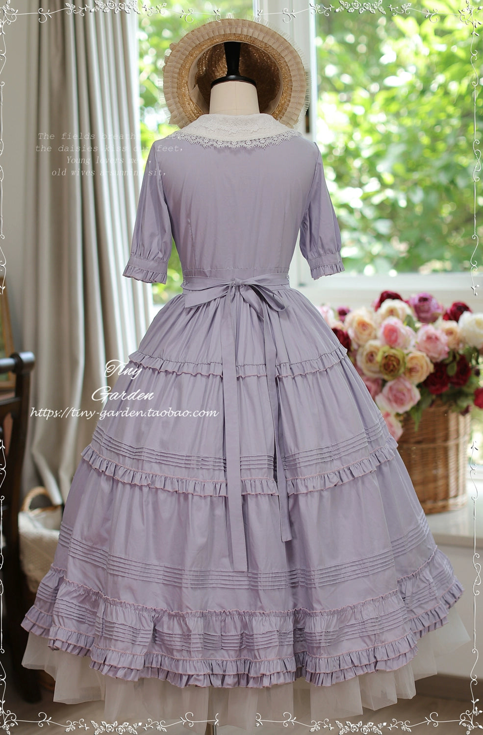 Tiny Garden~Lacey 2.0~Classic Lolita OP Lace Collar Open Front Dress   