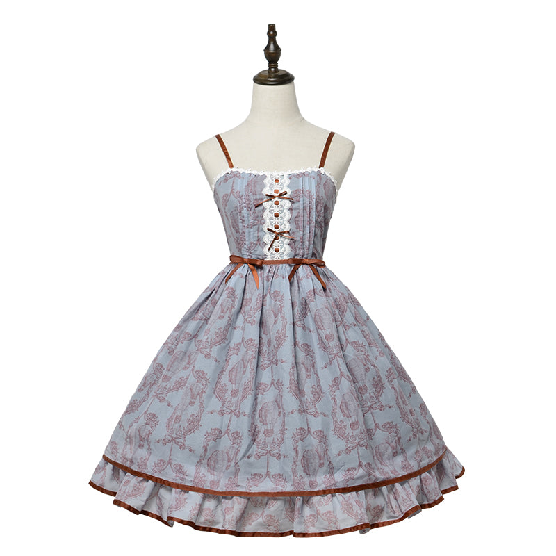 (Buyforme)Magic Tea Party~Irene Series Lolita JSK Dailywear Dress In-stock S printed JSK-blue