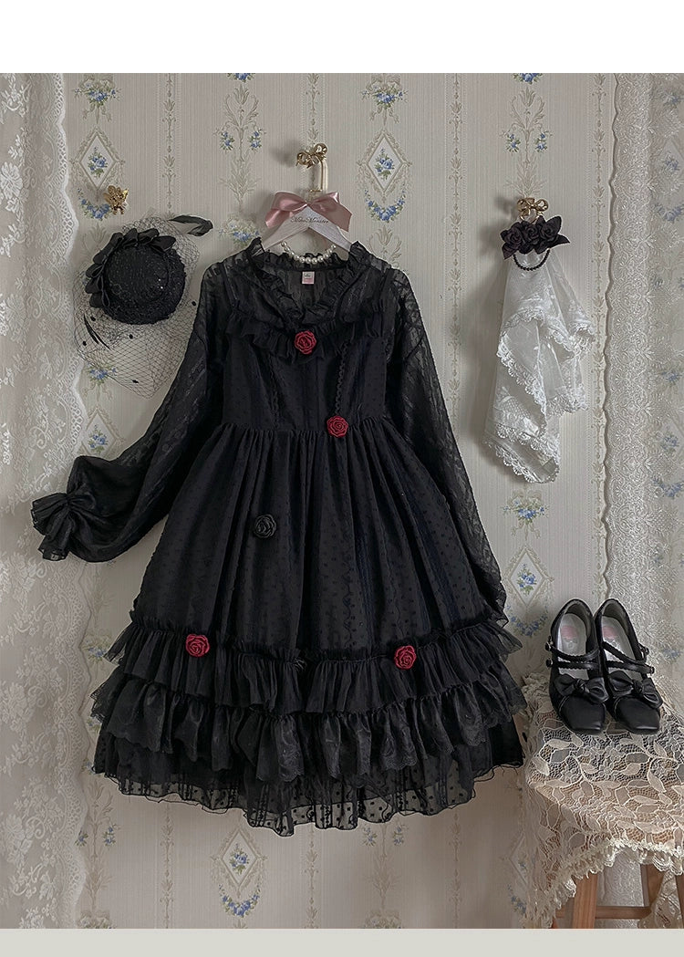 Sakurada Fawn~Spring Breeze~Plus Size Spring Lolita JSK Dress with Rose Decoration