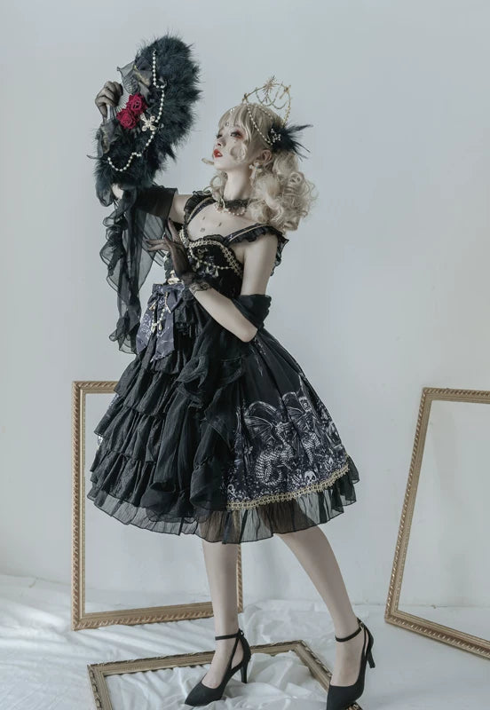 Dragon Witch - Printed Gothic Lolita JSK Dress, Front Opening