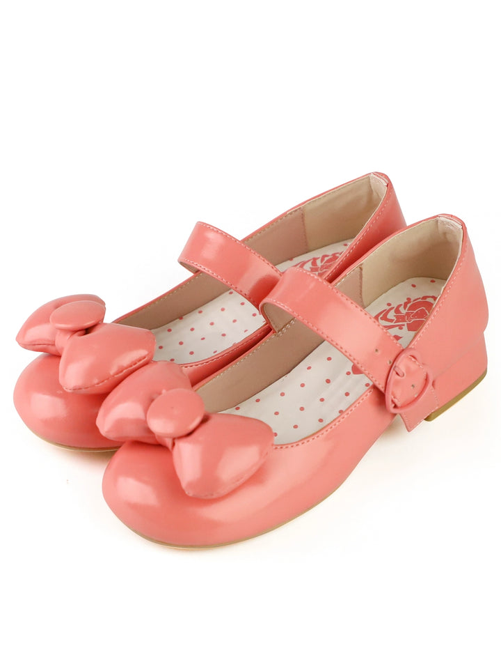 MODO - Showa Kaleidoscope - Kawaii Lolita Solid Shoes With Cute Round Toe and Bow Dark Pink 35