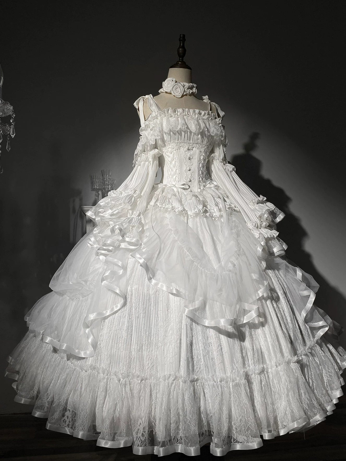 Saint Lily - Wedding Lolita Hime-Sleeve Dress, Off Shoulder