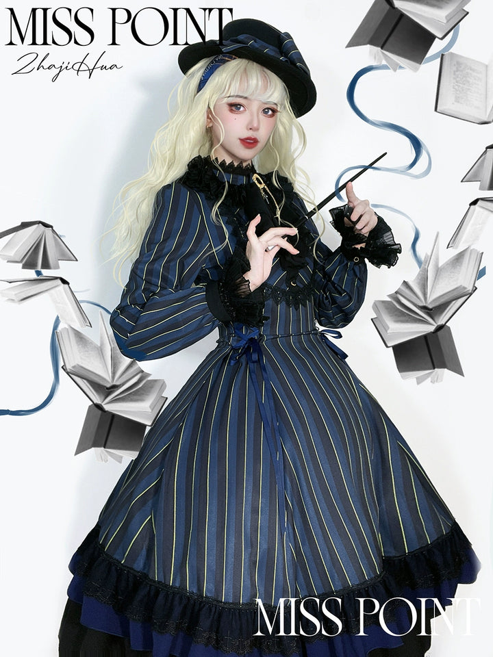 Miss Point~Perintz Manor~Gothic Lolita OP Long Sleeve Retro Lolita Dress 39904:642988