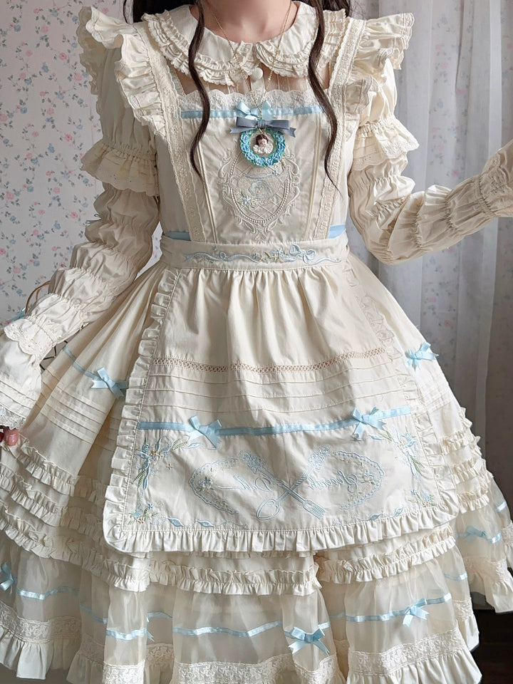 The Seventh Doll~Hazy Afternoon~Vintage Lolita OP Dress Embroidered Apron   