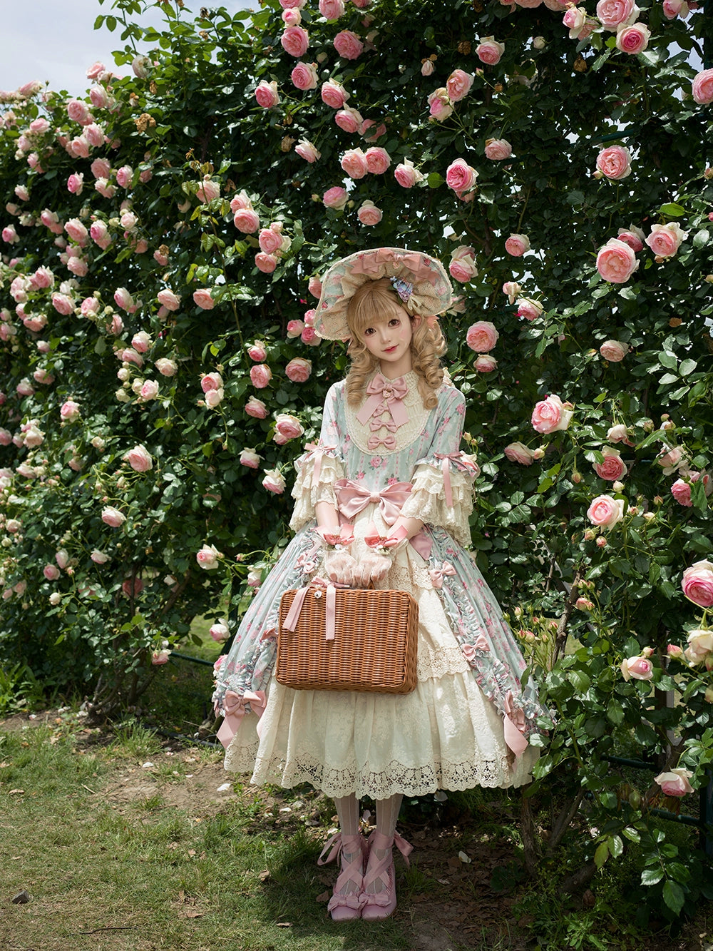 Miss Point~Lilyka Garden~Classic Lolita OP Dress Elegant Floral Wall Princess Sleeve