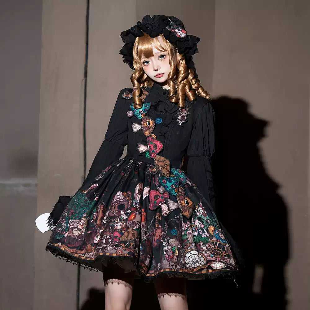 Frozen in time~Rabbit Kingdom~Gothic Lolita JSK Suit Printed Lolita Dress