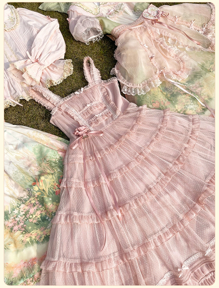 Flower and Pearl Box~Wild Flowers and Fragrant Grass~Country Lolita Dress Floral Print JSK and OP Dress Set 35380:486540