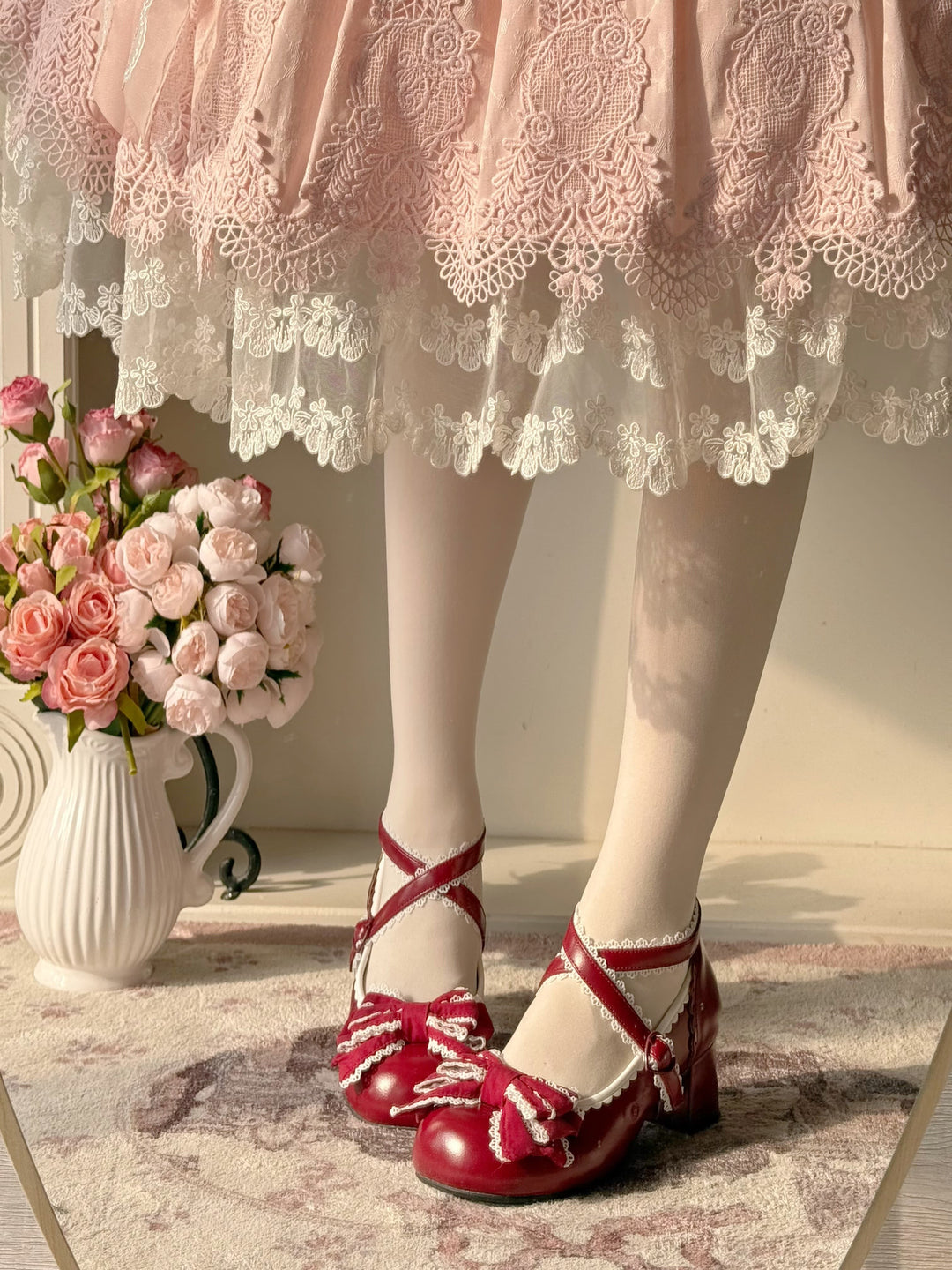 Pure Tea For Dream~Cotton Cutie~Sweet Lolita Shoes Low and Medium Heel Shoes with Bow