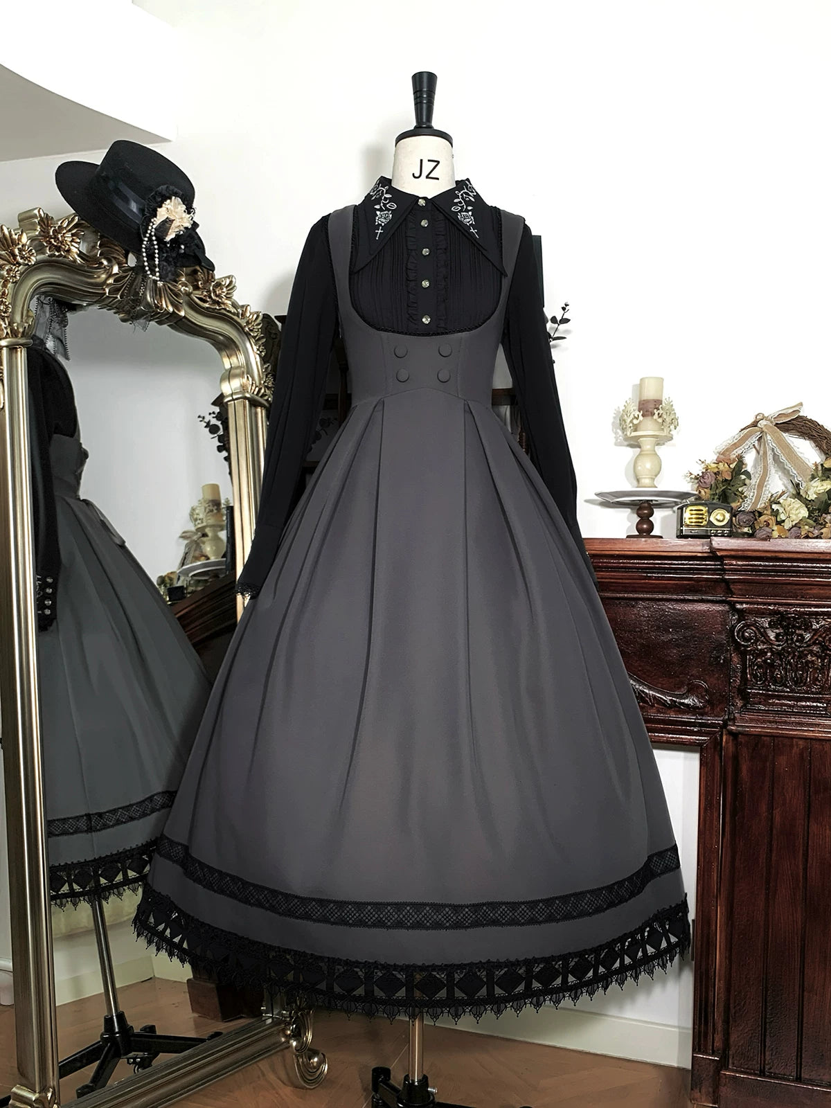Serenade - Bust-Supporting Elegant Lolita JSK Dress, Three Length Styles 44419:807317