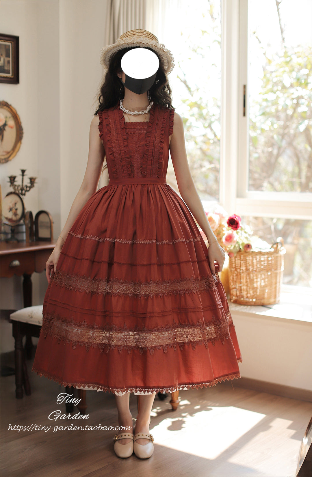 Tiny Garden - Spring Whisper - Solid Color Classic Lolita JSK Dress with Tulle Apron