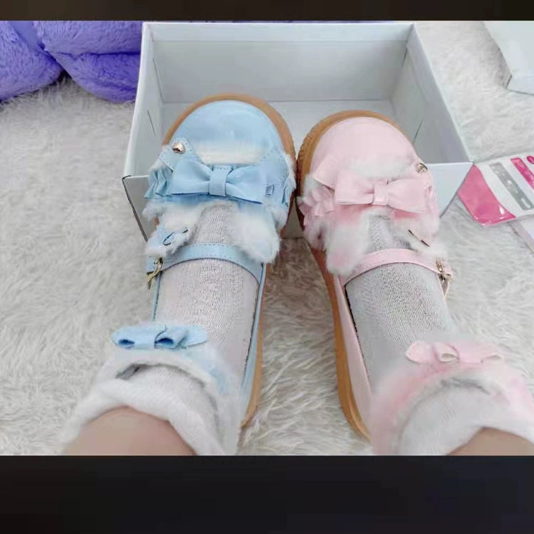 Fairy Godmother~Winter Girly Lolita Shoes Lolita Ankle Strap Shoes 34 Two-tone-Spring Style (PU Lining) 