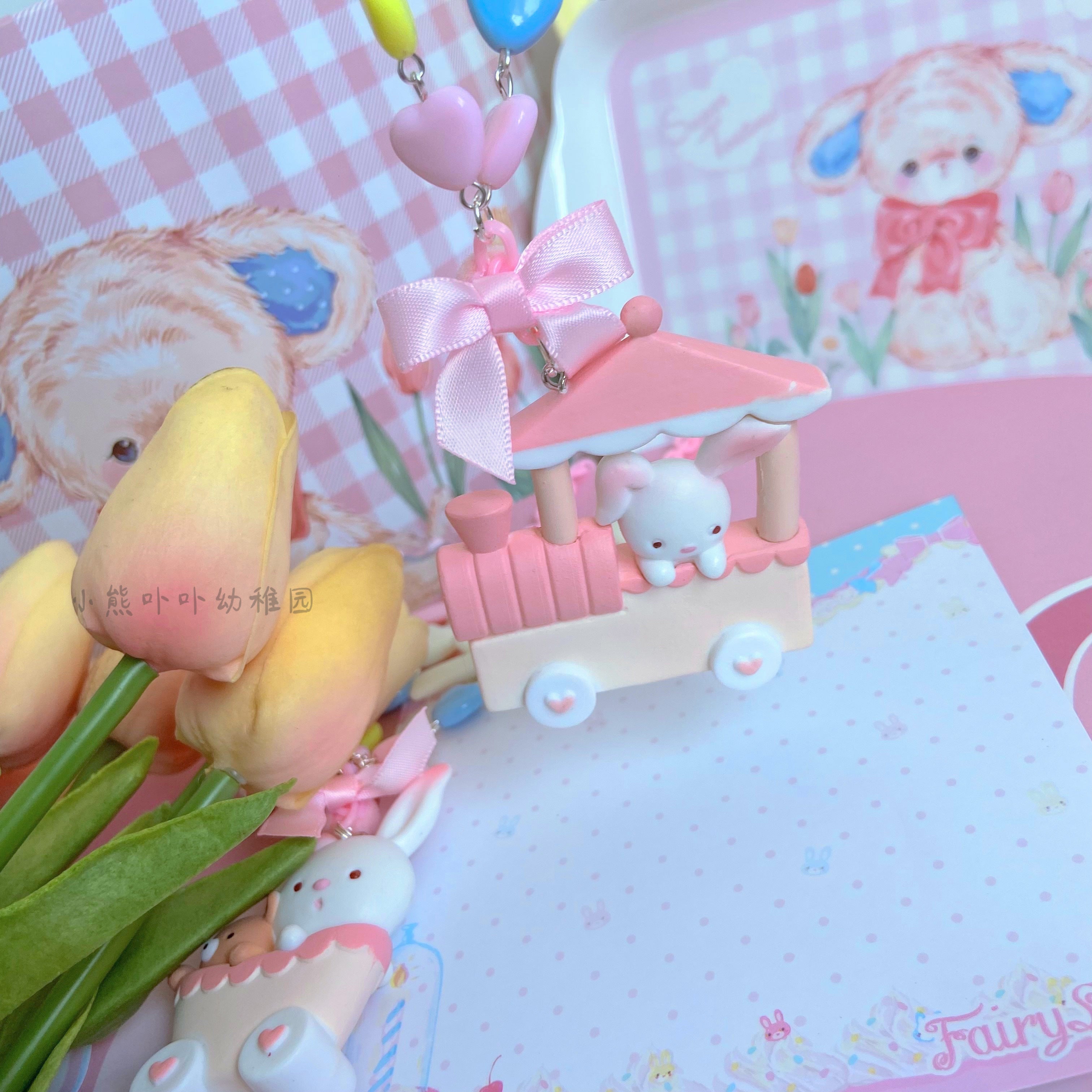 Bear Doll - Sweet Lolita Rabbit Necklace Sweater Chain JK Accessories pink rabbit