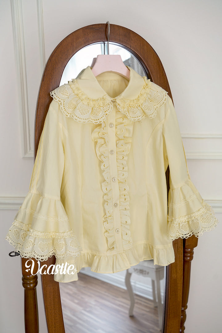 Vcastle~Sweet Crepes~Sweet Lolita Shirt with Princess Sleeves and Bow Chain 42109:726620