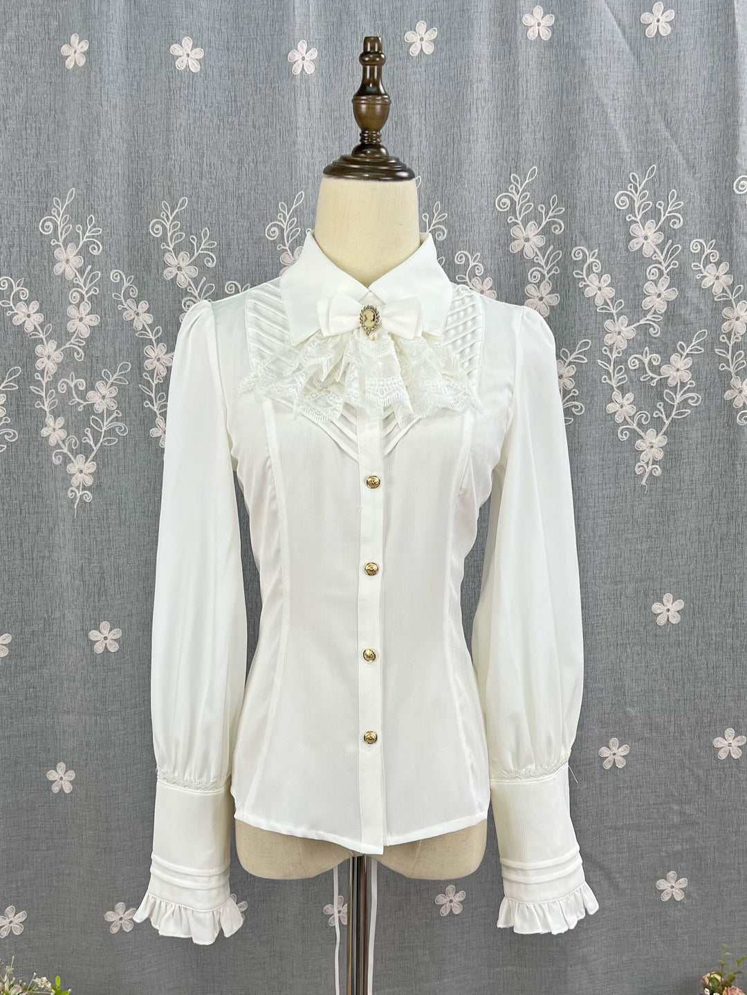 DMFS Lolita~Dreamland of Enchantmen~Classic Lolita Blouse with Jabot Milk white blouse only S