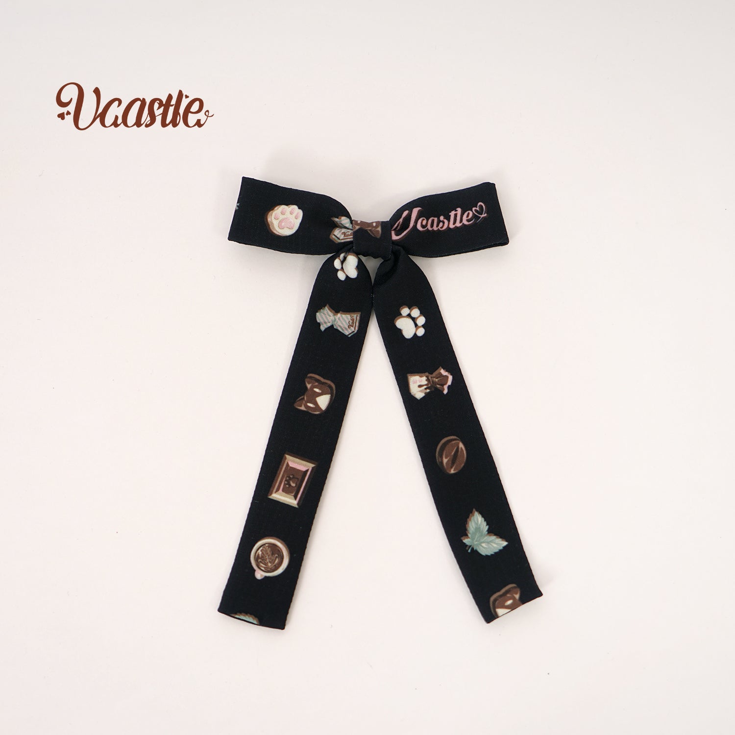 Vcastle - Mocha Chocolate - Kawaii Lolita Accessory Multicolors a black long-tailed bow hair clip