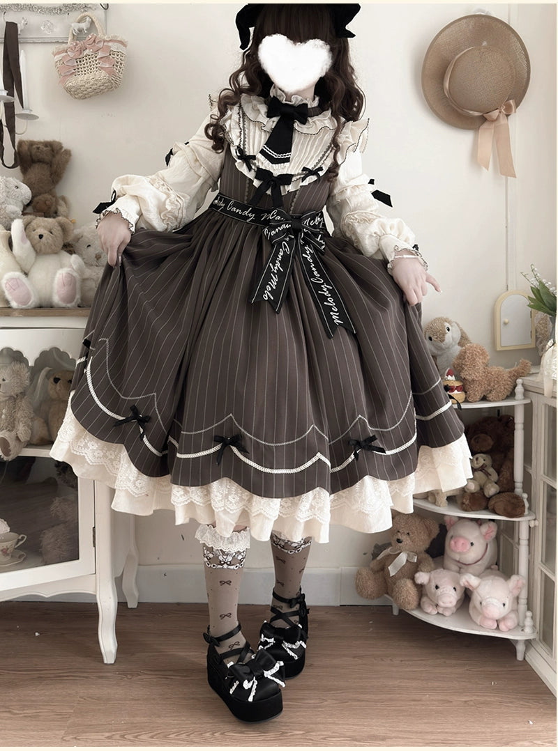 Buling Moon~Sweetheart Puppet~Retro Lolita OP Elegant Daily Lolita Dress   