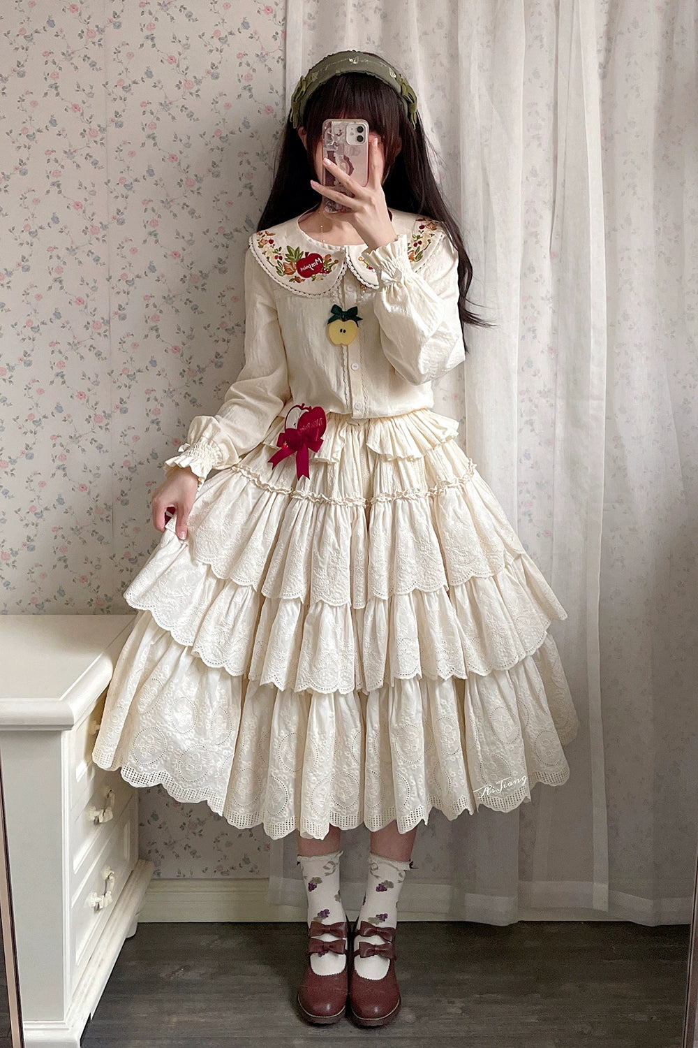 (BFM)Miss Point~Customized Lolita Skirt Embroidery Lace Cotton Lolita Skirt 31828:370798