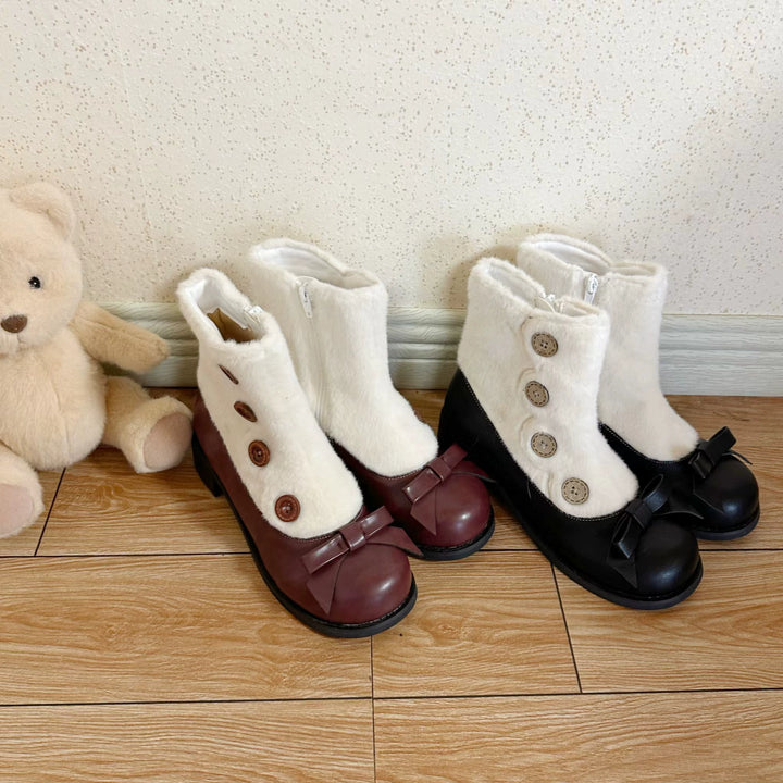 Dolly Doll~Winter Lolita Boots Fur Mary Jane Lolita Low Heel Shoes   