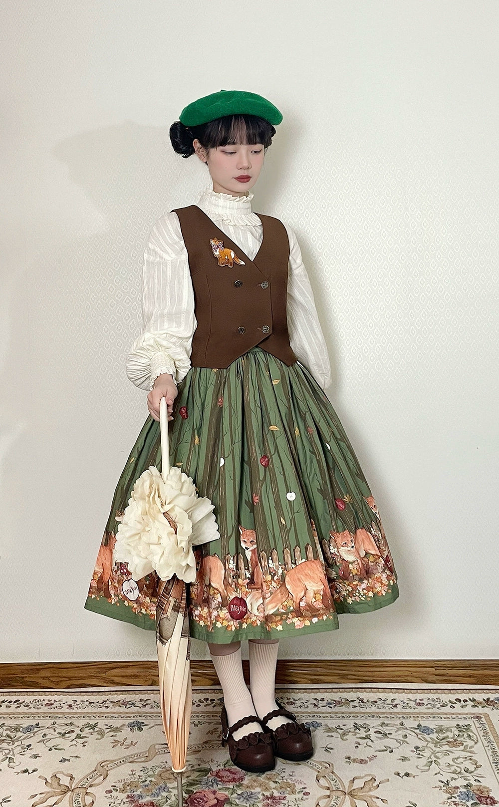 Miss Point~Fat Fox in the Forest~Elegant Lolita Skirt Detachable Chest Guard SK 37582:562340