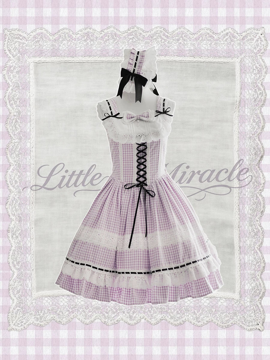 Parfait Reverie - Cotton Plaid Old School Lolita JSK Dress, Side Pockets (L M S XL) 45731:859730