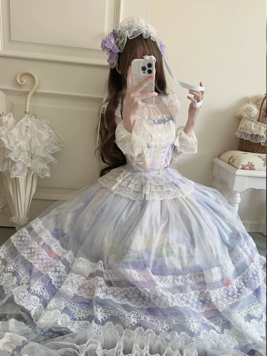 Hanguliang - Foggy Vineyard - Fishbone Classic Lolita Bodice, Maxi Skirt