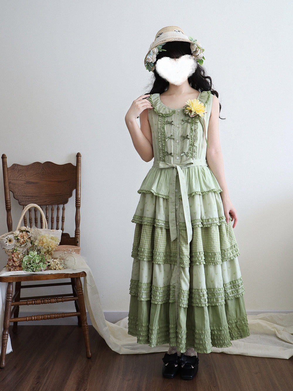 Miss Point~Garden Sunflower~Country Lolita JSK Five-Tiered Open Front Dress