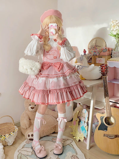 Half Sweet Lolita~Strawberry Milk Pie~Sweet Lolita JSK Dress Strawberry Set   