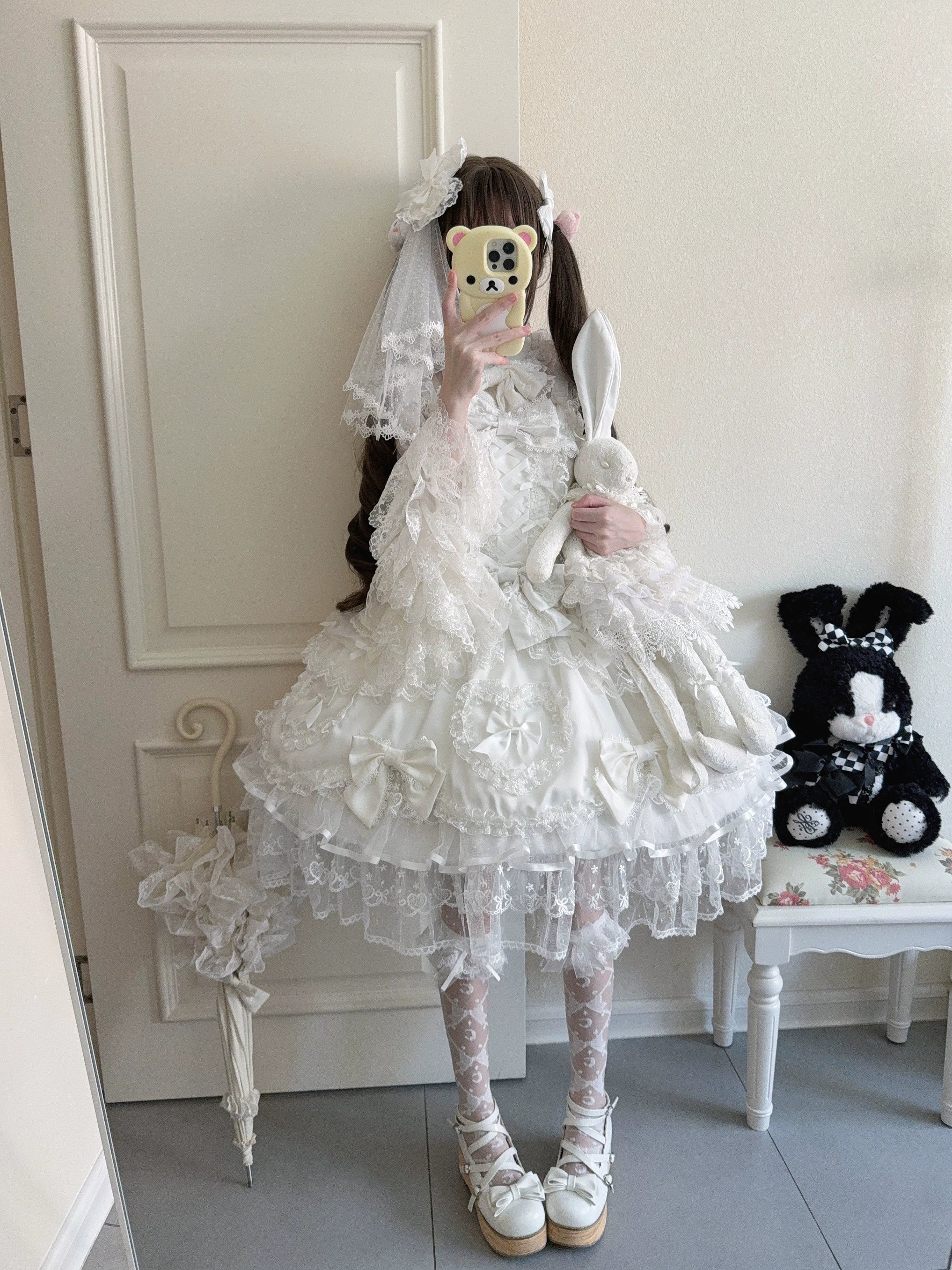 Sugar Girl - Velvet Sweetheart - Doll-like Sweet Lolita Jumper Dress, Bow Accents 44021:792733