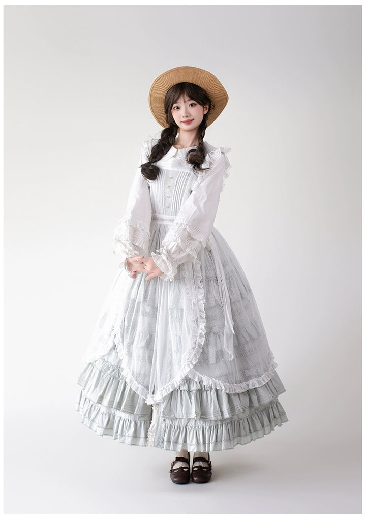 Mumu~Little Lilac~Country Lolita Cotton Jumper Dress Open-Front Lolita Dress 40612:668990