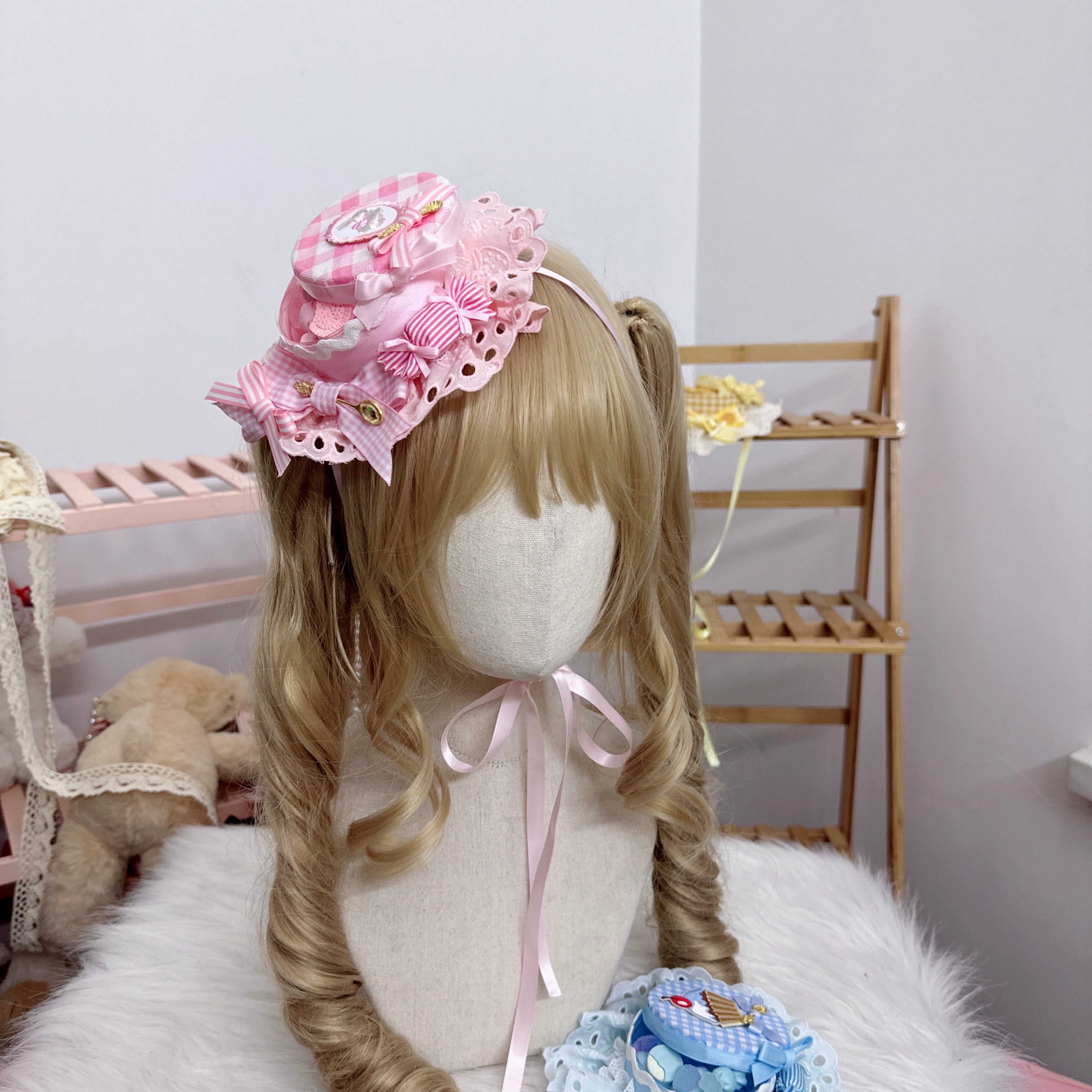 Chestnut Lolita - Sweet Lolita Candy Box Hat Handmade Lolita Top Hat Pink