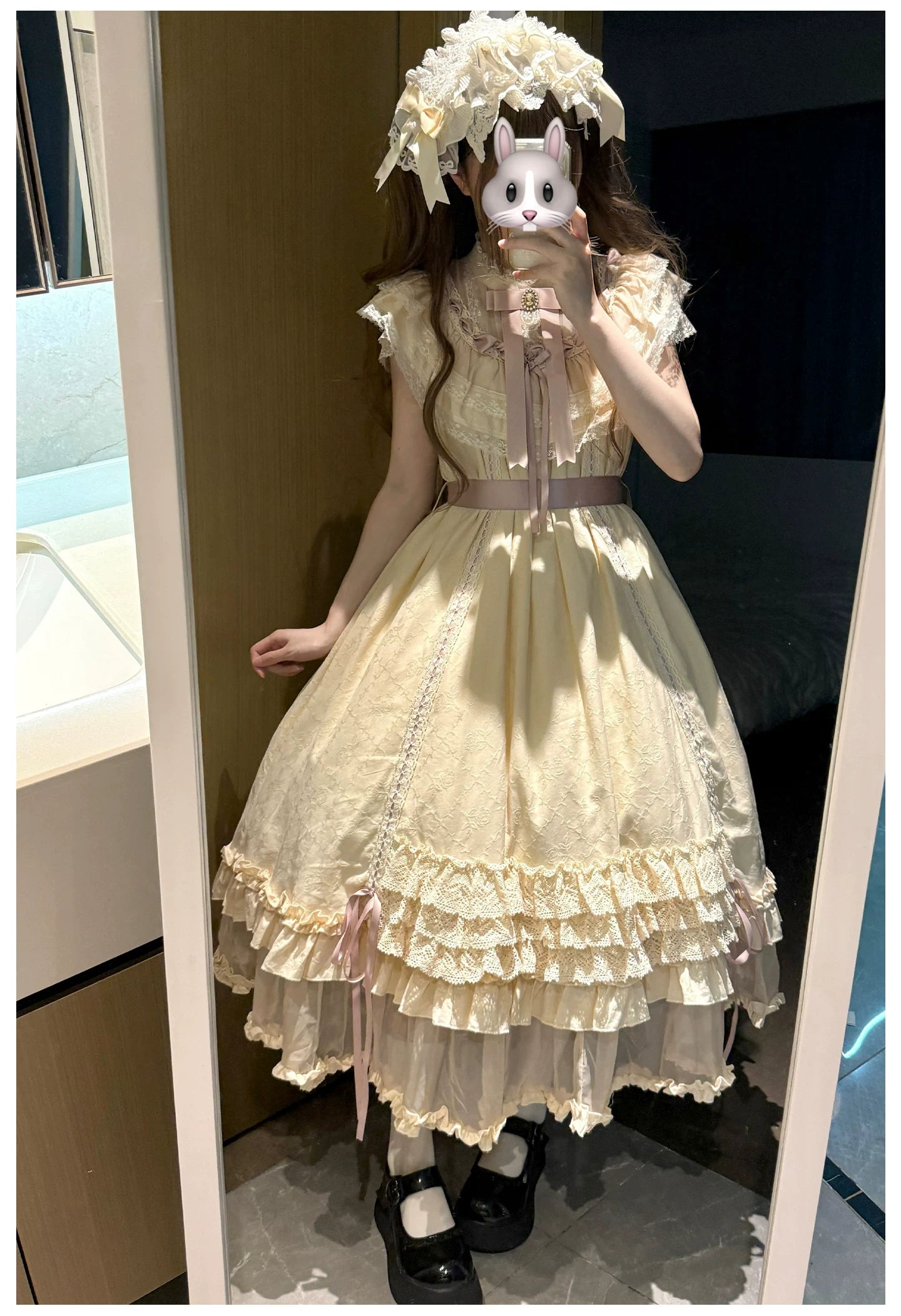 Lily's Dream - Cotton Lining Classic Lolita OP, Drawstring Liftable Hem 45539:854815